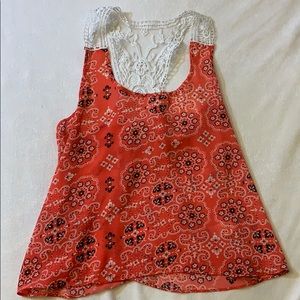 coral paisley summer top